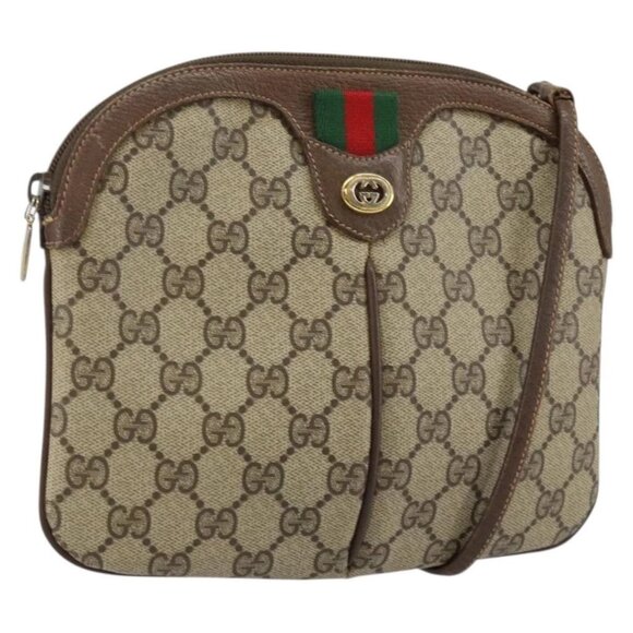 GUCCI GG Supreme Web Sherry Line Bag PVC Beige Gold 904 02 047 Auth 144351 - Picture 2 of 16